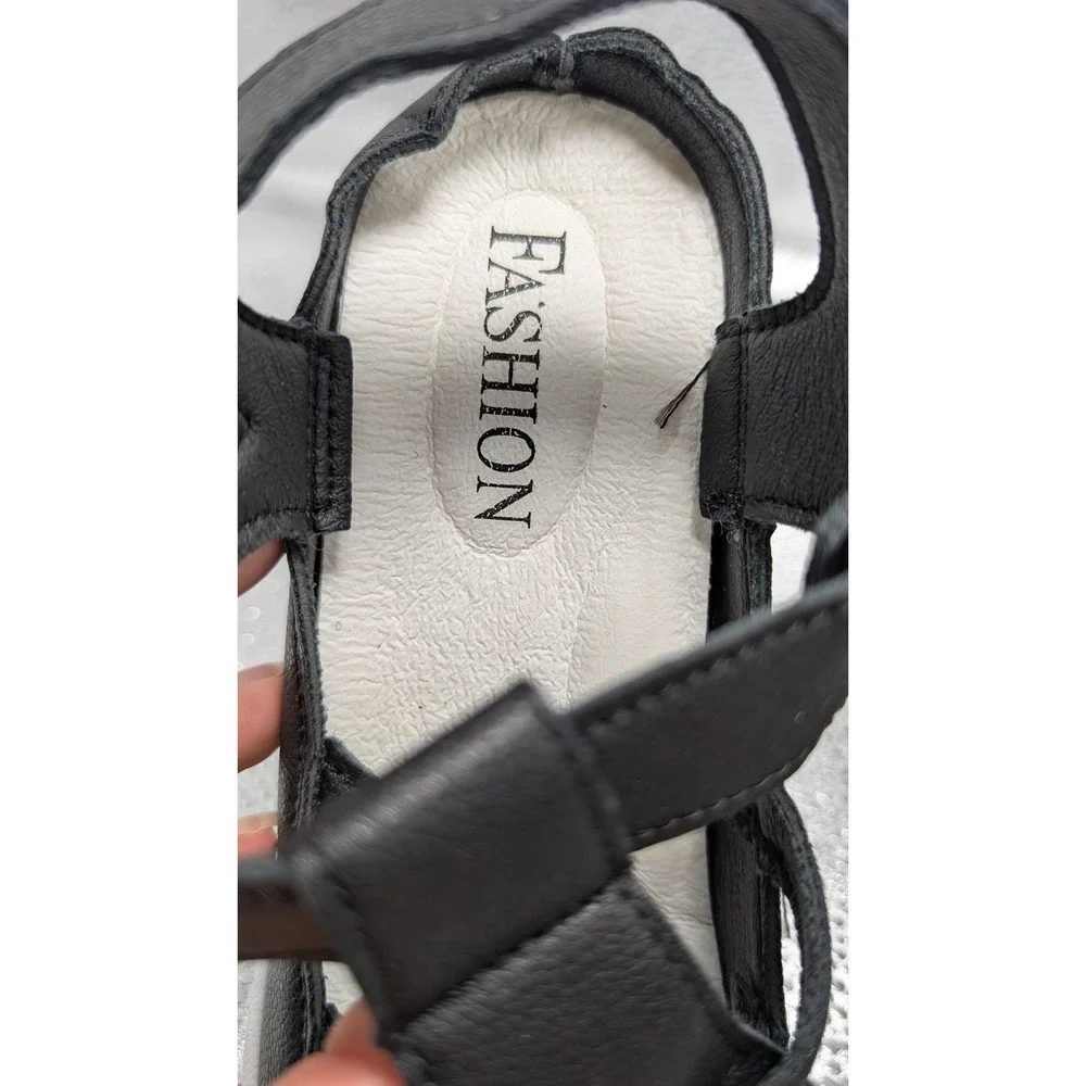 Fashion Black Platform Sporty Strappy Cage‎ Sandals Womens Size 36 Slingback